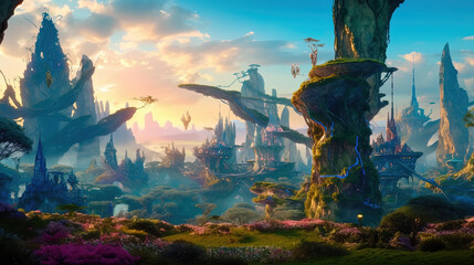Fototapeta na wymiar Fantasy Planet Landscape Panorama