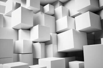 Abstract background, white smooth cubes. AI generative.