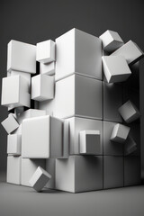 Abstract background, white cubes. Vertical background. AI generative.