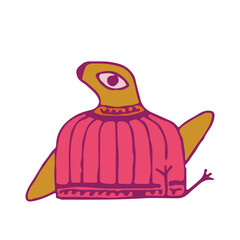 cheerful bright bird in a dress. Bright spring. isolated on white background. Vector illustration.