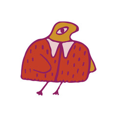 cheerful bright bird in a dress is dancing. Bright spring. isolated on white background. Vector illustration.