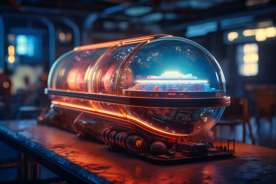 Vacuum-sealed hyperloop capsules catapulting passengers across continents in minutes