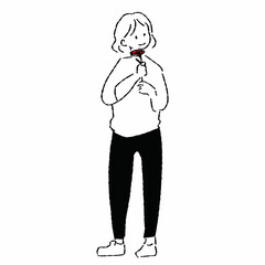 カーネーションを持った女性