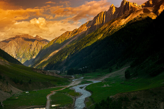 Beautiful mountain landscape of Sonamarg, Jammu and Kashmir state, India
