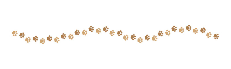 Cute pets, dog or cat footprints separator divider border. Simple paw print pattern, animal track walking vector illustration design element. © Aletheia Shade