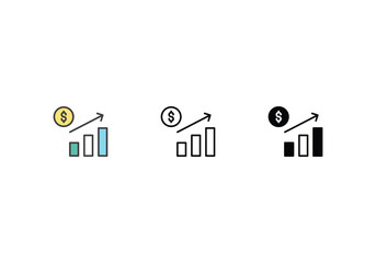 Interest Rate icons set with 3 styles, vector stock illustration