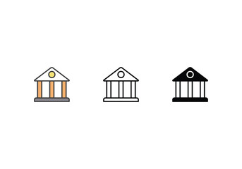 Bank Account icons set with 3 styles, vector stock illustration