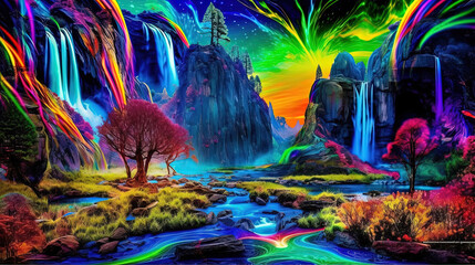 Fototapeta na wymiar Fantasy Planet Landscape Illustration