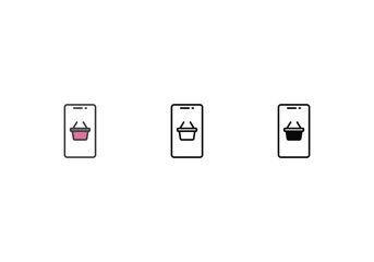 Mobile Commerce icons set with 3 styles, vector stock illustration