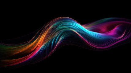 A colorful wave with a black background (Generative AI)