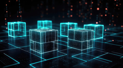 Fototapeta premium Abstract digital cubes background (Generative AI)