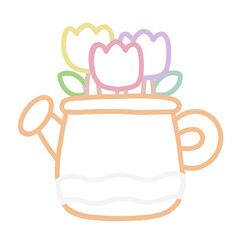 Outline color tulip in pot © Kookjung