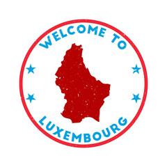Welcome to Luxembourg stamp. Grunge country round stamp with texture in Gummy Dolphins color theme. Vintage style geometric Luxembourg seal. Captivating vector illustration.