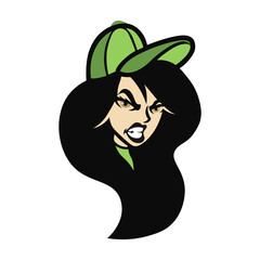 long haired woman logo