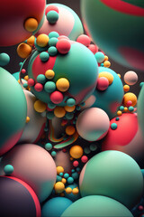 Fototapeta na wymiar Abstract background, colorful balls in a pile. Vertical background. AI generative.