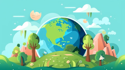 Naklejka premium earth day illustration. concept of preservation and protection. generative ai