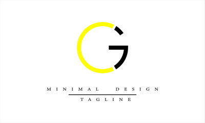 CG or GC Minimal Logo Design Vector Art Illustration 