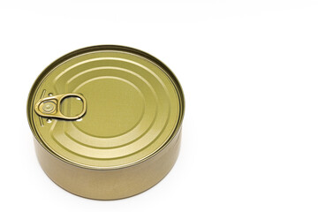 closed tin can isolated on white background.