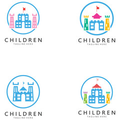 kindergarten logo design simple vector template icon illustration,for education,playgroup,children's learning home,children's school with a modern concept