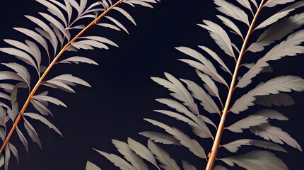 Foliage Leaves Background Botanical Flowers with copy space  An Artistic Creation of Exotic Leaves in Warm Summery Colors Through Generative AI