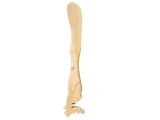 Isolated, cutout, transparent background, directly above view, butter knife, wooden spreader, utensil, kitchen equipment, object, element