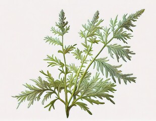 Fototapeta premium Artemisia Absinthium Botanical Illustration, Wormwood , Mugwort, Sagebrush, Abstract Generative AI Illustration