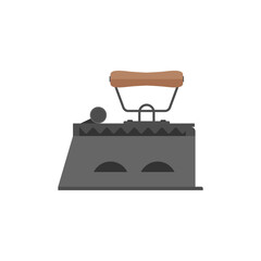 charcoal iron flat design vector illustration isolated on white background. vintage antique metal iron. Vintage ironing equipment.
