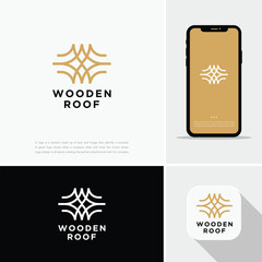 Minimalist line art luxury wooden or letter w logo.