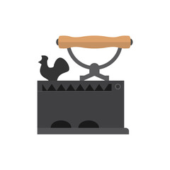 charcoal iron flat design vector illustration isolated on white background. vintage antique metal iron. Vintage ironing equipment.