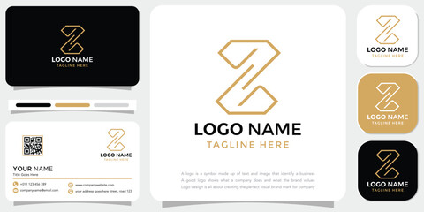 Alphabet letters initials monogram logo Z. alphabet letters Z minimalist logo design with business card template