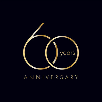 60 Year Anniversary Logo, Golden Color, Vector Template Design element for birthday, invitation, wedding, jubilee and greeting card illustration