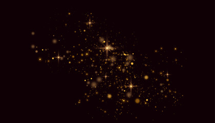 Light effect with lots of shiny shimmering particles isolated on transparent background. Vector star cloud with dust for New Year for greeting illustrations.
