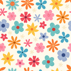 Colorful pattern with flowers on a light background