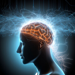 Obraz premium the effect of electrical waves on the brain. Generative Ai