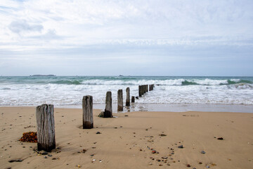 breakwaters on the beach of Saint-Malo