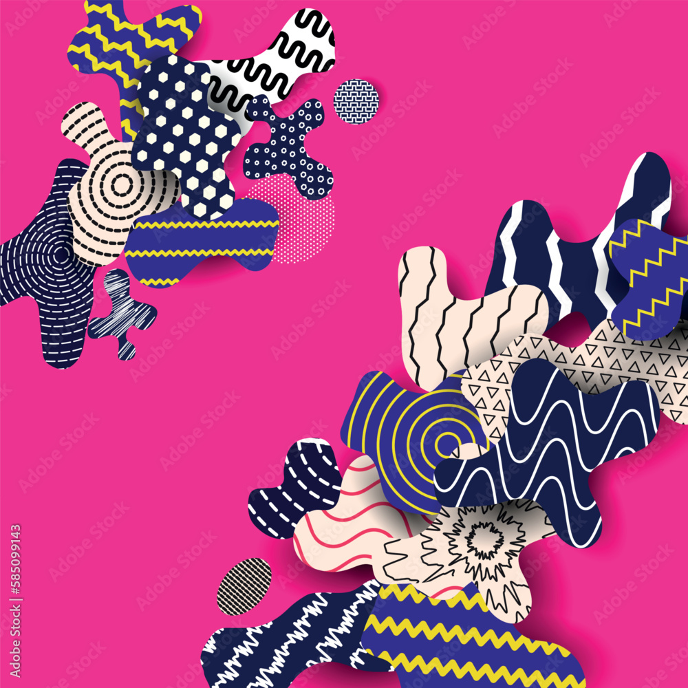 Aufkleber abstract graphic ornaments, decor textures. colourful spots and drop art elements, modern liquid pat