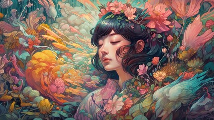 Illustration of abstract and fantasy art, created as a generative artwork using AI.