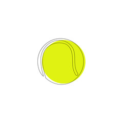 Tennis ball one line art. Continuous line drawing of ball.