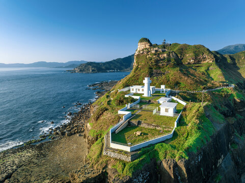 Aerial view of Bitou Cape lighthouse, Taiwan.