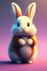 Fototapeta premium Cute and adorable cartoon fluffy baby rabbit