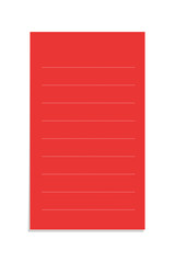 Vertical rectangle red sticky post note template. Taped office memo paper vector illustration.