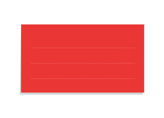 Rectangle red sticky post note template mockup. Taped office memo paper vector illustration.