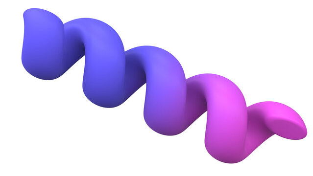 3D spiral spring. Coil wire icon and flexible confetti for party, birthday celebration and events. Abstract curve wavy cable rendered illustration with plastic effect