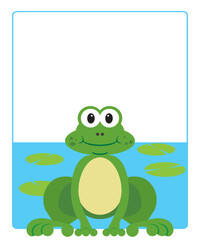 Flat Vector Cartoon Frog