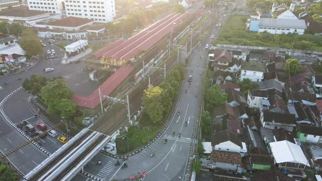 Aerial traffic with in railway bridge in Yogyakarta City