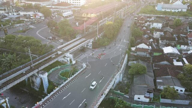 Aerial traffic with in railway bridge in Yogyakarta City