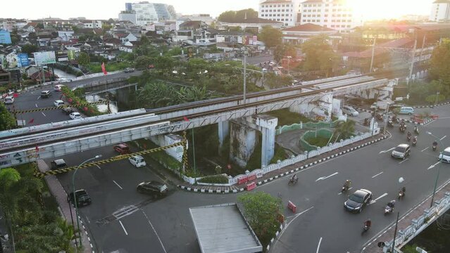 Aerial traffic with in railway bridge in Yogyakarta City