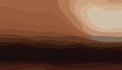 brown vector  sunset in the mountains