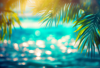 Fototapeta na wymiar beach background with palm trees