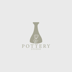 pottery vase studio logo minimalist style